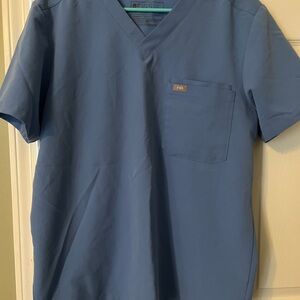 Figs Men's Blue V-Neck Shirt